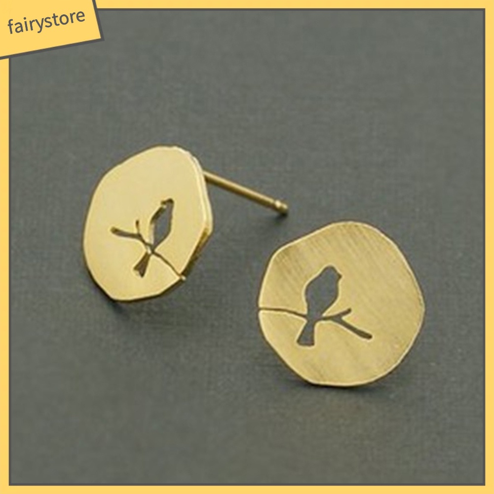 Bông Tai Hình Chim Và Nhánh Cây Rỗng Dễ Thương Cho Nữ