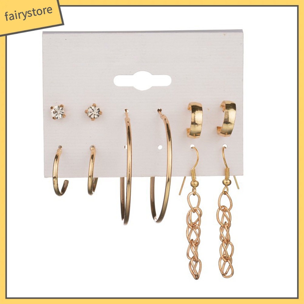 Bộ Khuyên Tai Dạng Móc Đính Đá Lấp Lánh Thời Trang Cho Nữ