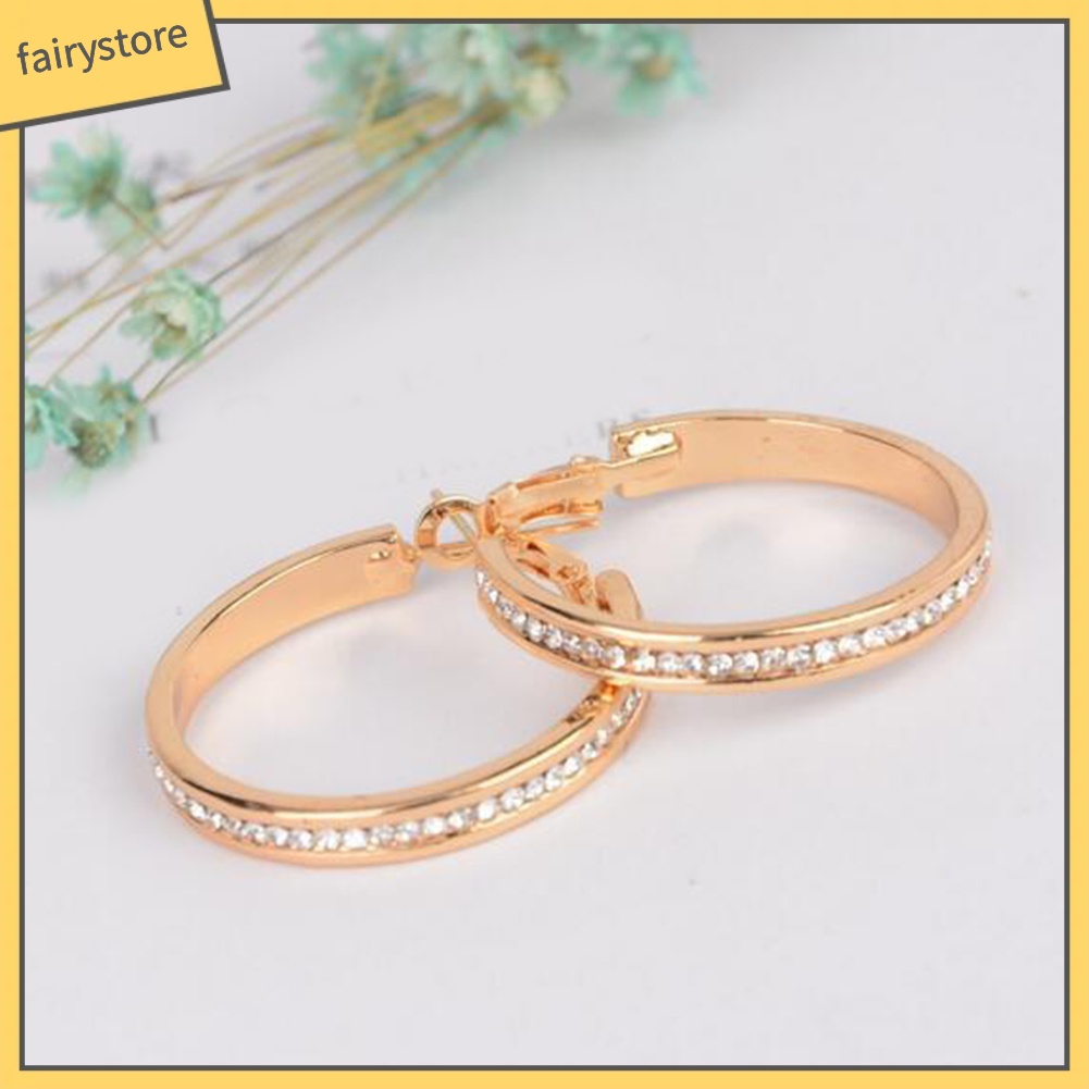 Bông Tai Dạng Vòng Tròn Lớn Đính Đá Thời Trang Dành Cho Nữ