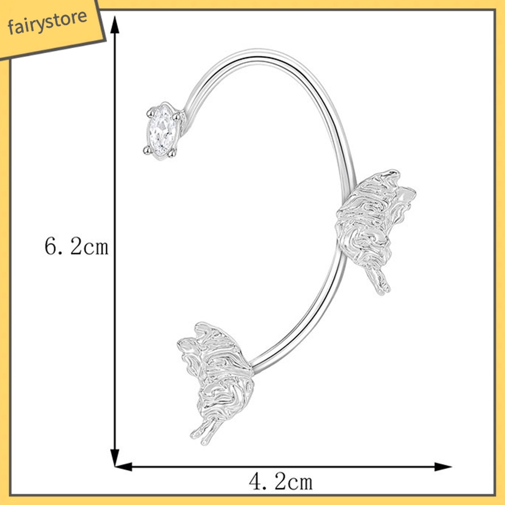 1 Khuyên Kẹp Vành Tai Hình Bướm Đính Đá Lấp Lánh Dễ Phối Đồ Thời Trang Cho Bạn Gái