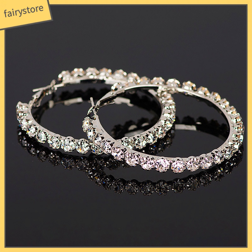 1 Đôi Bông Tai Tròn Đính Đá Sáng Tạo Phong Cách Vintage Dành Cho Nữ