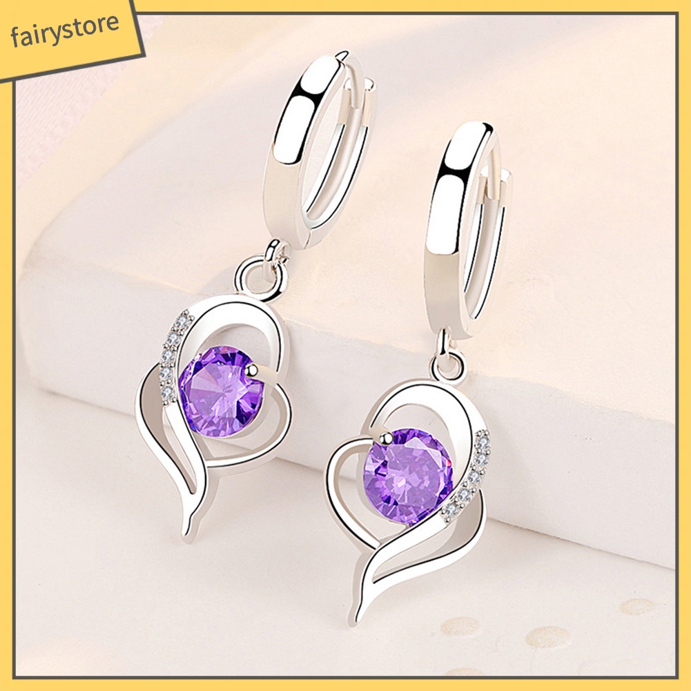 Bông Tai Hình Trái Tim Xoắn Đính Đá Thời Trang Dành Cho Nữ