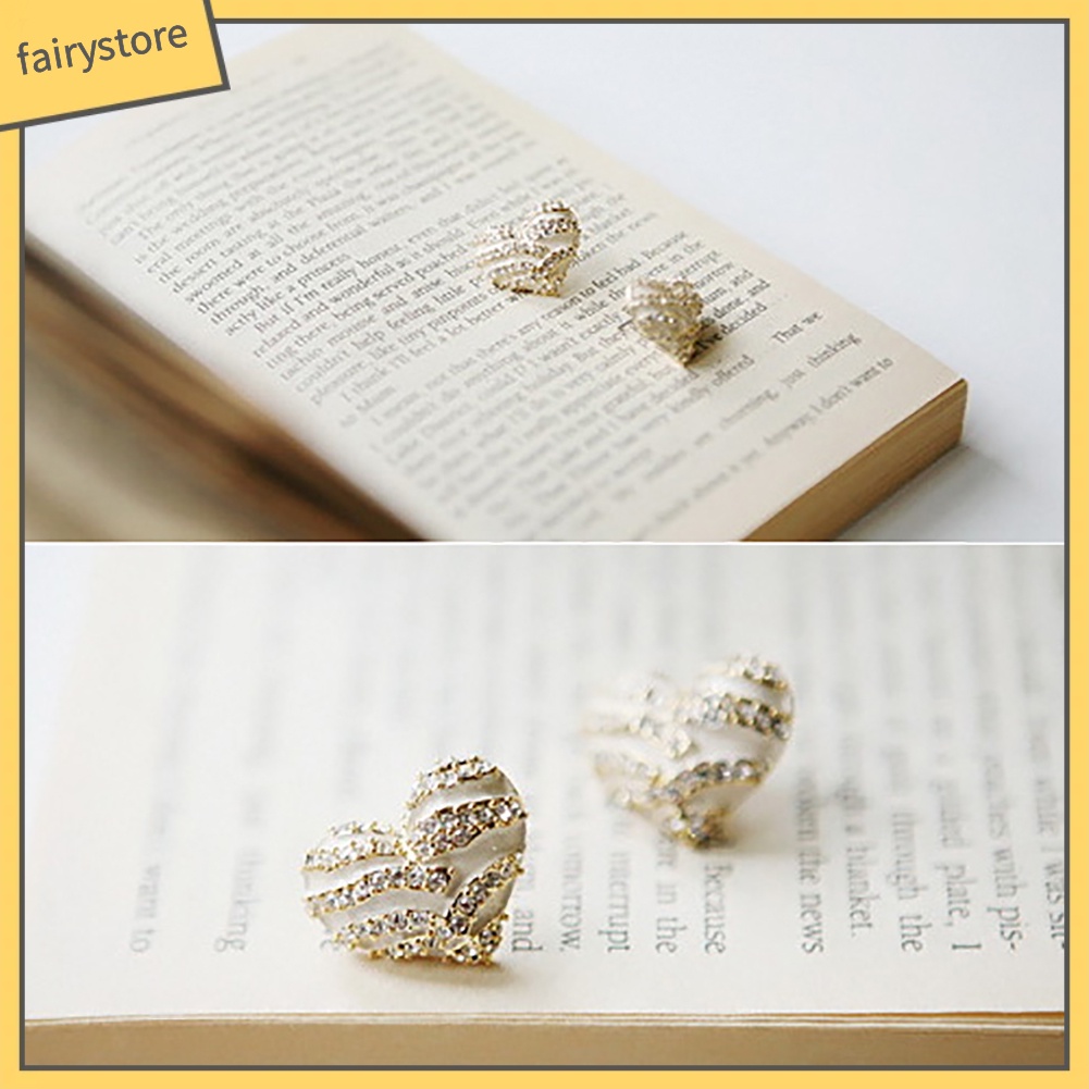 Đôi Khuyên Tai Hình Trái Tim Đính Đá Pha Lê Họa Tiết Ngựa Vằn Thời Trang Cho Nữ