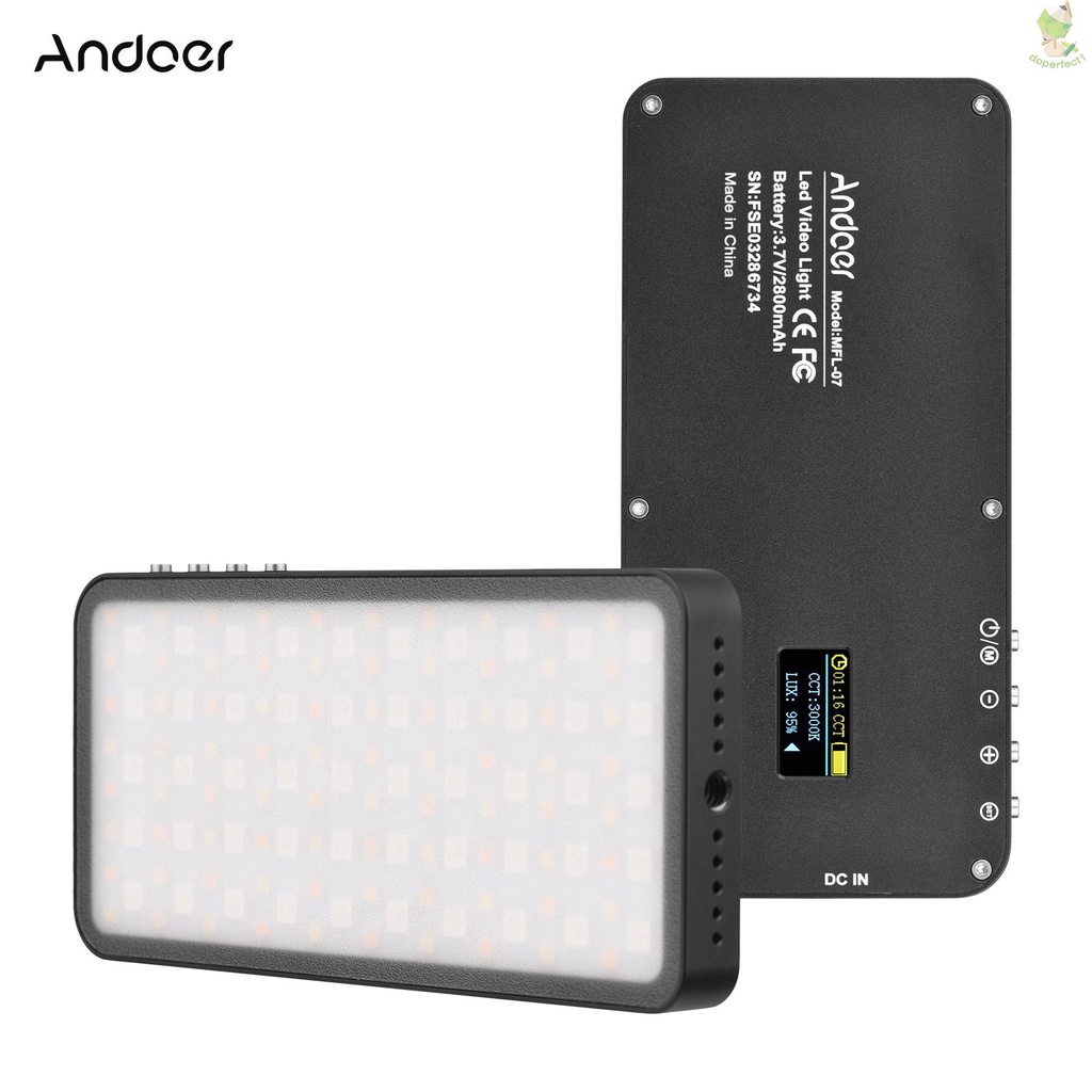Andoer RGB LED Video Light Portable Light Panel 3000K-6500K Dimmable Brightness 30 Special Effects CRI ≥95 for Portrait    Came-6.5
