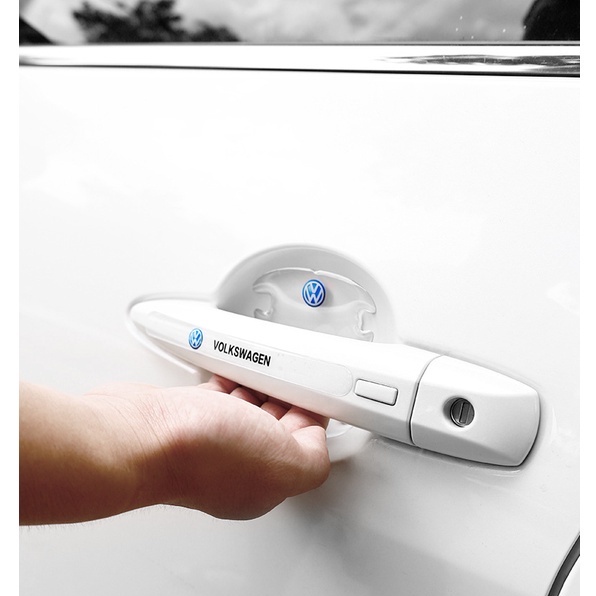 Miếng dán chống xước tay nắm cửa ô tô có lô gô các hãng xe Hyundai Honda Toyota KIA Mitsubishi