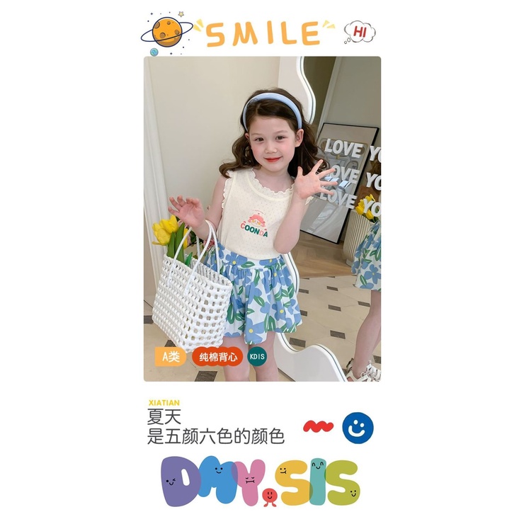 [Trẻ Em Dễ Thương] Áo Thun Không Tay Lót Cotton Mỏng Nhẹ Thoáng Khí Phong Cách Hoạt Hình Mùa Hè Cho Bé Gái