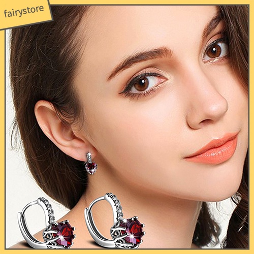 Bông Tai Đeo Vành Tai Hình Trái Tim Đính Đá Zircon Thời Trang Cho Nữ