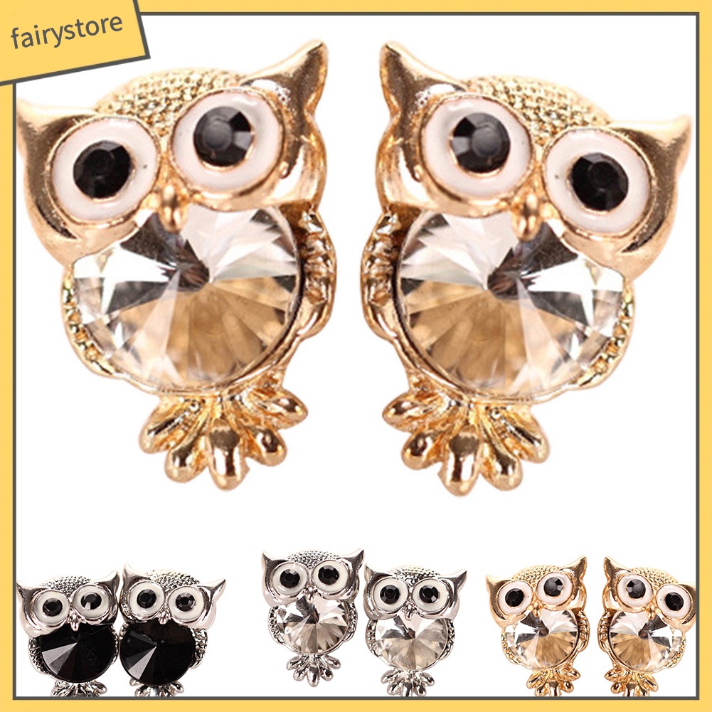 Đôi Bông Tai Hình Con Cú Đính Đá Thời Trang Cho Nữ