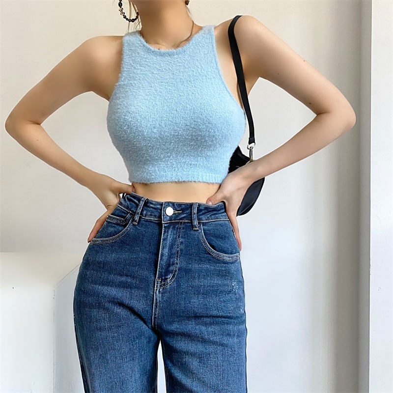 Áo Tank Top Dệt Kim Sát Nách Dáng Ôm Phong Cách Hàn Quốc Thời Trang Mùa Hè Quyế