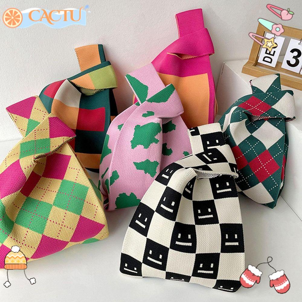 Túi Xách Đan Len Họa Tiết Kẻ Sọc Màu Sắc Thời Trang Cho Nữ