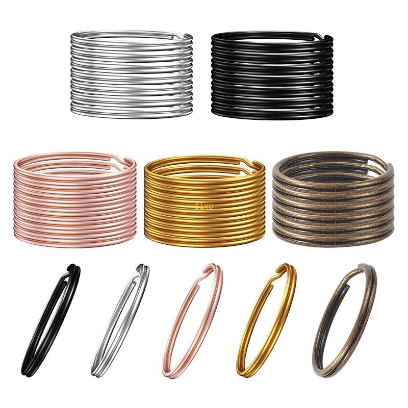 Set 200 Vòng Móc Khóa Kim Loại 25mm Nhiều Màu Đa Dạng