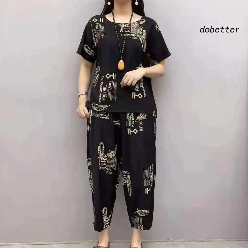 Bộ Đồ Ngủ 2 Món Áo Cổ Tròn Tay Ngắn Phối Quần Short Lưng Thun Mềm Mại Thoáng Khí Thời Trang Mùa Hè Cho Bạn Gái