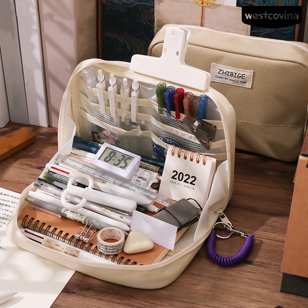 [WSTN]✎Túi Đựng Bút Nhiều Ngăn Sức Chứa Lớn Chống Bụi Bẩn Tiện Dụng