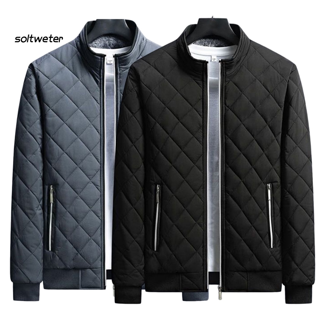 Áo Khoác Bomber Lót Cotton Màu Trơn Chống Lạnh Plus Size Cho Nam