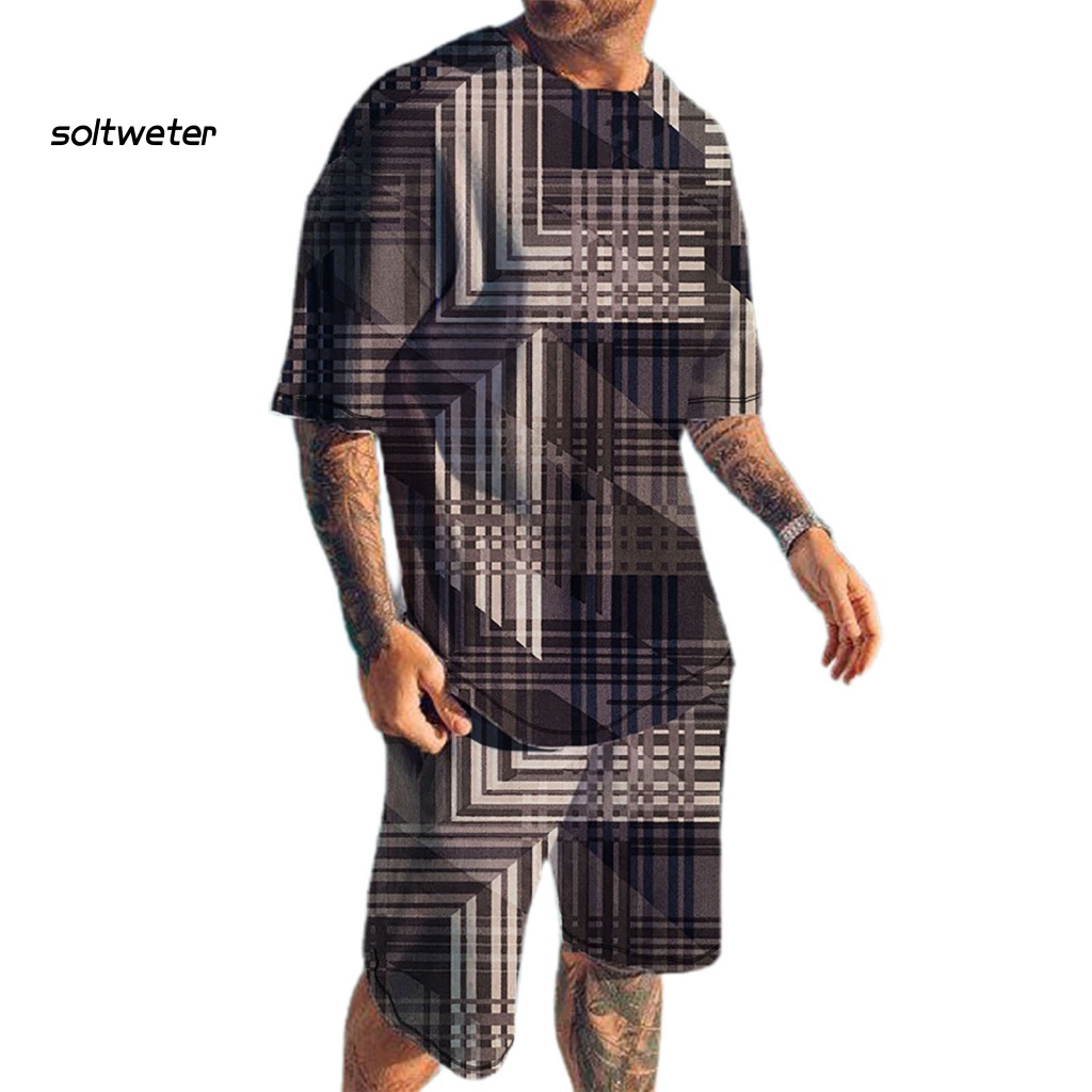 Bộ Đồ Thể Thao 2 Món Áo Thun Tay Ngắn Cổ Tròn In Họa Tiết 3D Phối Túi Cá Tính Cho Nam