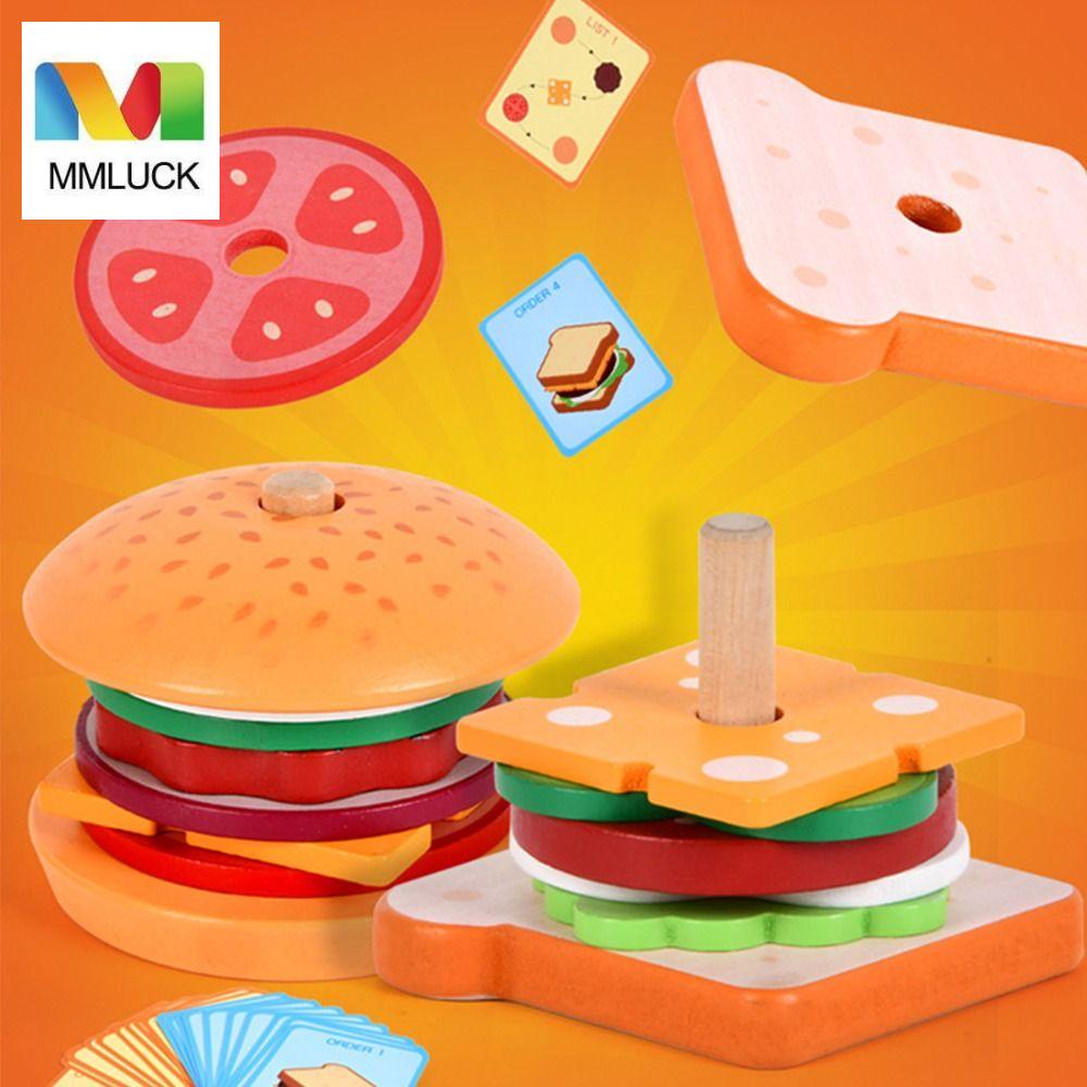 Đồ Chơi Lắp Ráp Hình Bánh Hamburger Bằng Gỗ Vui Nhộn Cho Trẻ Em