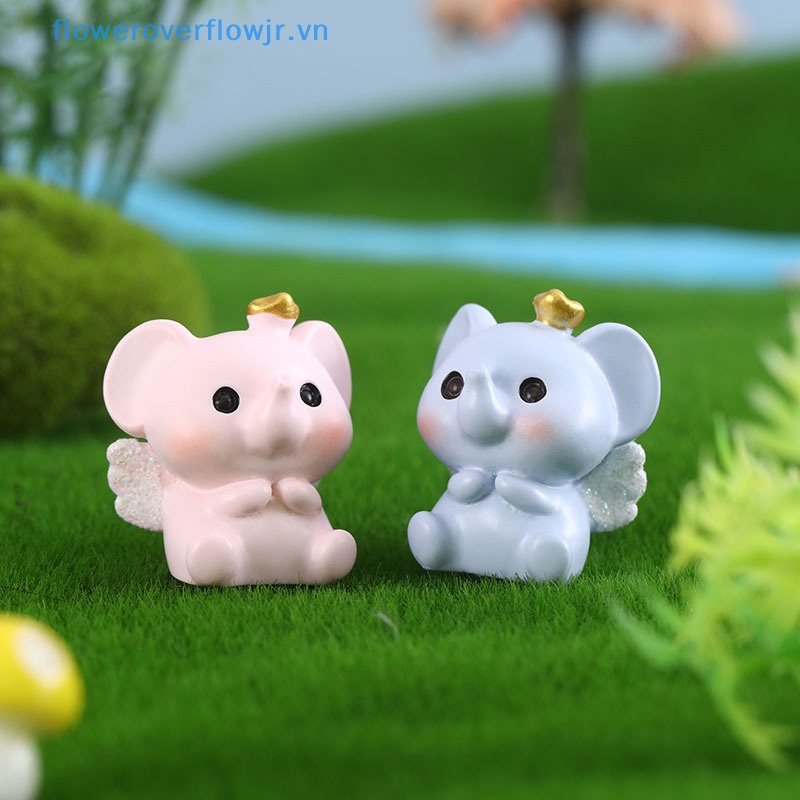 1 Tượng Voi Hồng Xanh Hoạt Hình Thu Nhỏ Bằng Nhựa Resin Cho Trang Trí Tiểu Cảnh