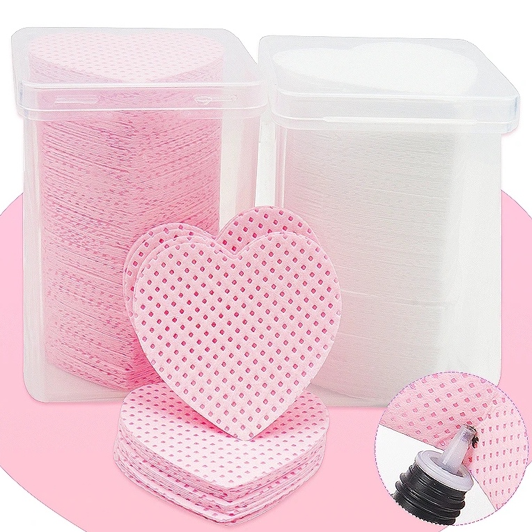 Hộp 200 Miếng Bông Cotton Hình Trái Tim Dùng Một Lần Để Tẩy Sơn Móng Tay