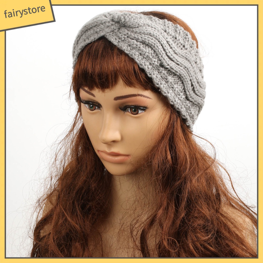 Băng Đô Cài Tóc Vải Lông Cừu Dày Dặn Co Giãn Màu Trơn Thắt Nút Dành Cho Nữ