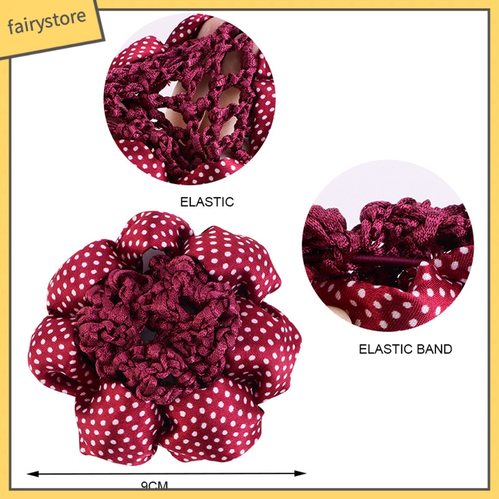 [FRO] Lưới Buộc Tóc Mềm Mại Co Giãn Cao In Họa Tiết Chấm Bi Màu Tương Phản Nhẹ Nhàng Dành Cho Nữ