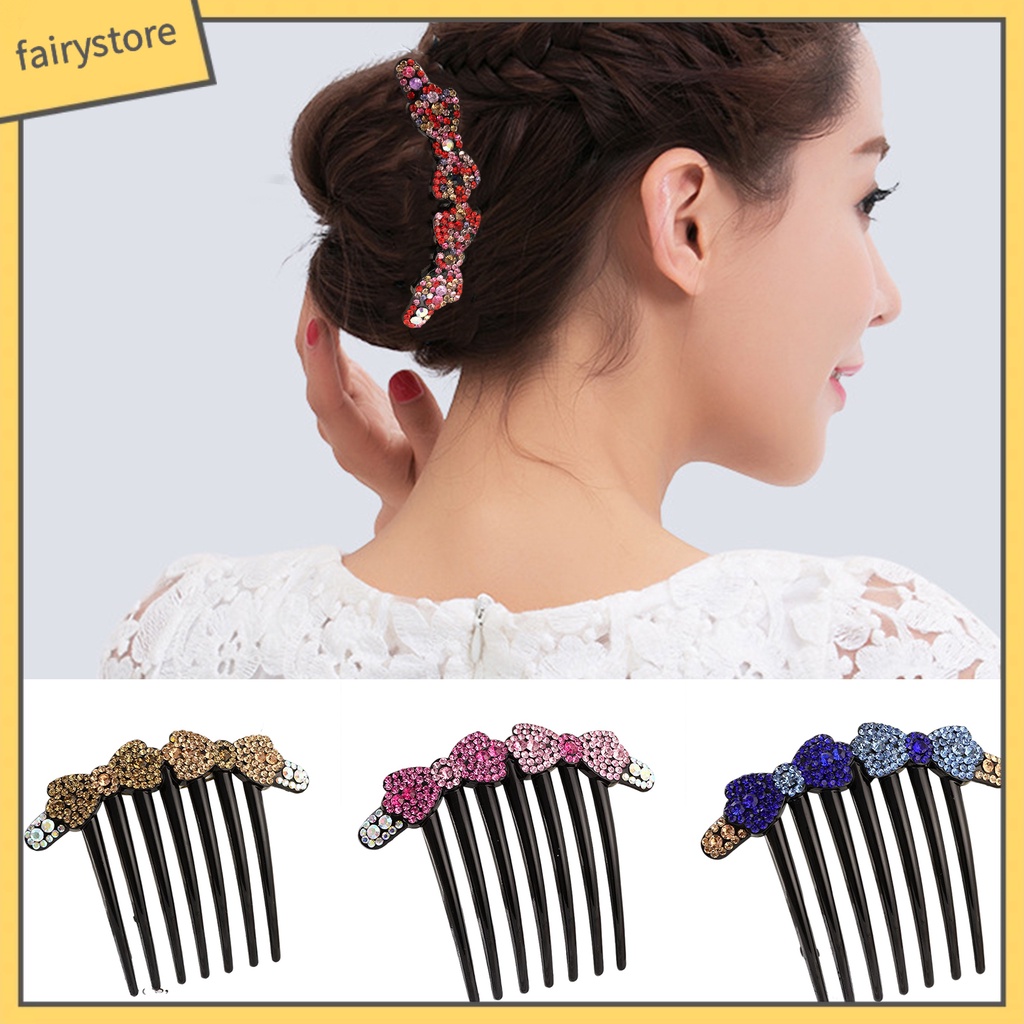 Lược Cài Tóc Đính Đá Chống Trượt Phong Cách Hàn Quốc Cho Cô Dâu