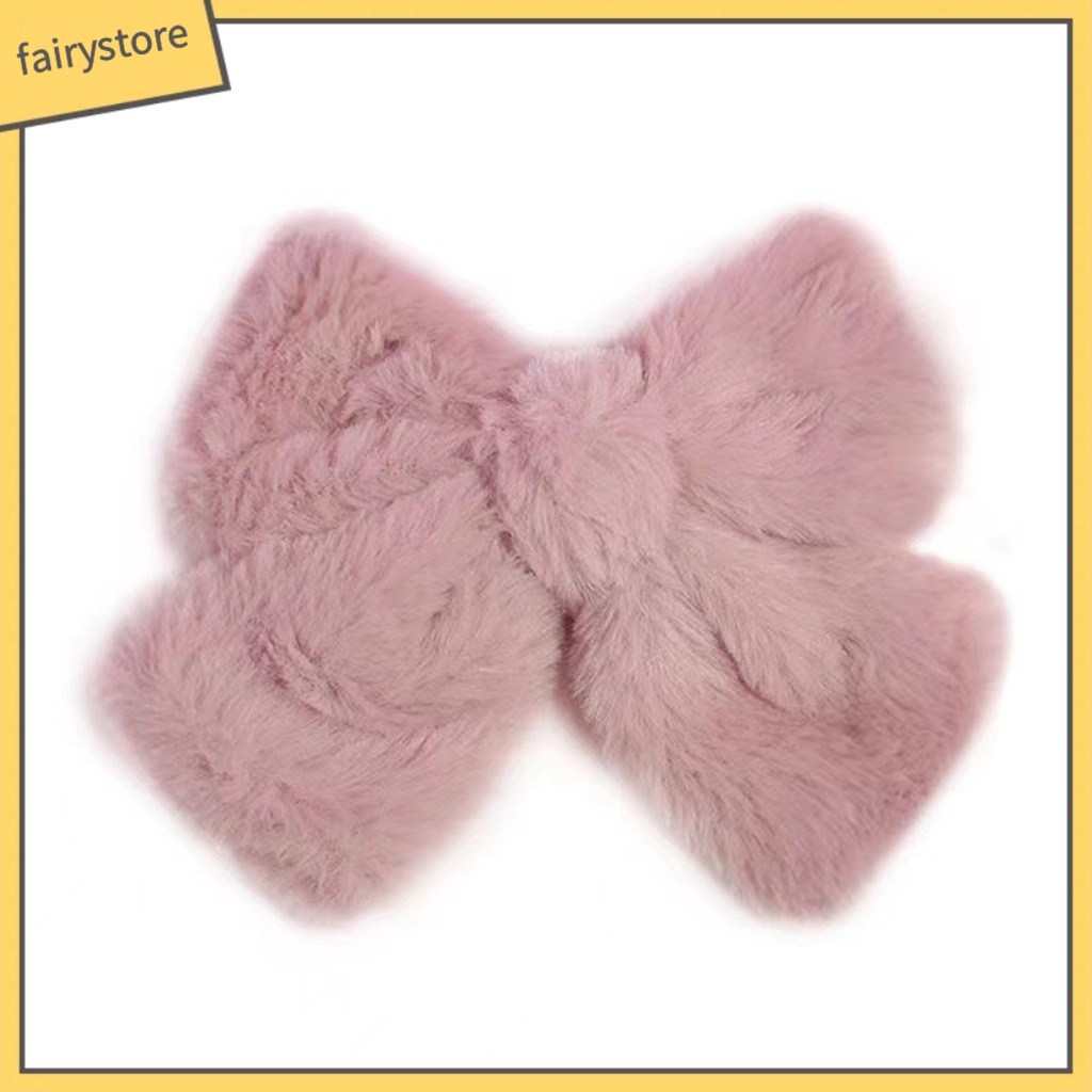 [FRO] Kẹp Tóc Đính Nơ Lớn Phủ Lông Co Giãn Không Trơn Nhẹ Nhàng Thủ Công Tinh Tế Trang Điểm Cho Bé Gái