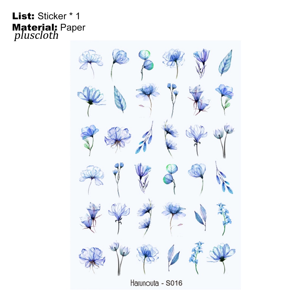 < Plusclothing > Hình Dán Móng Tay Siêu Mỏng Họa Tiết Lá Hoa Nhiệt Đới Màu Trắng Đen Sống Động Cho Nữ