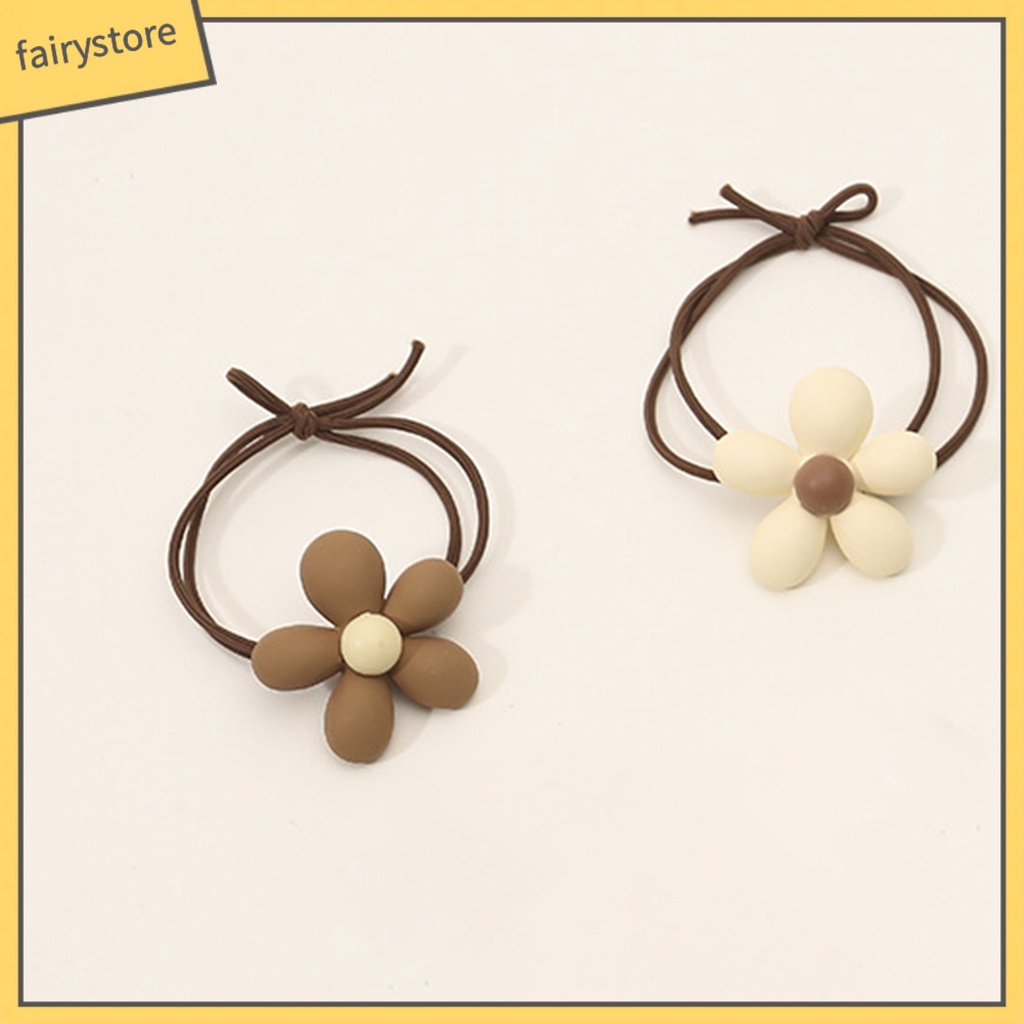Dây Cột Tóc Co Giãn Mặt Nhám Đính Hoa Hoạt Hình Dễ Thương