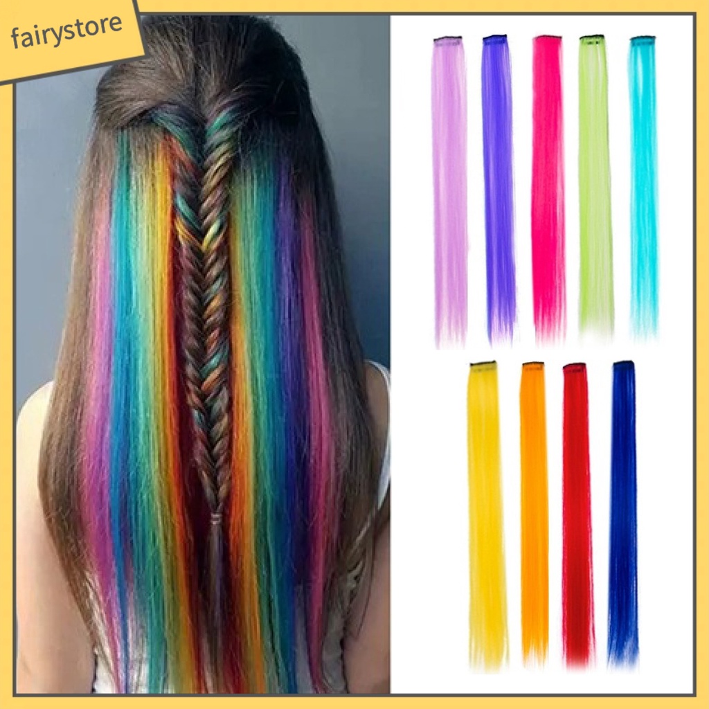 Set 2 / 3 Kẹp Tóc Giả Thẳng / Tóc Vô Hình Nhiều Màu Chịu Nhiệt Độ Cao