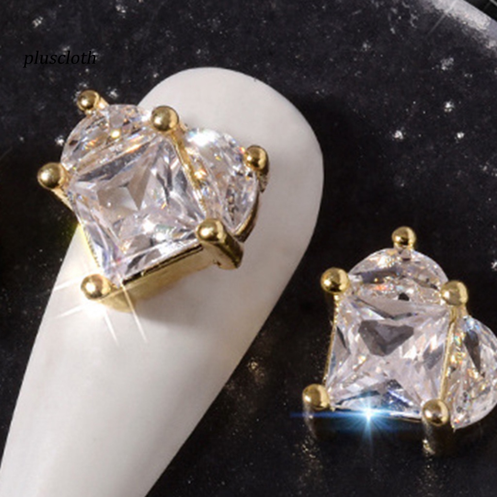 &lt; Plusclothing &gt; Hộp Phụ Kiện Trang Trí Móng Tay Thông Dụng Sáng Bóng Sang Trọng Kết Cấu Zircon Cho Cô Dâu