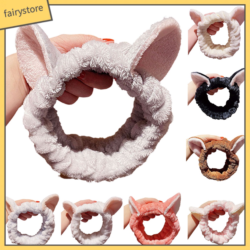 Băng Đô Nhung Mềm Co Giãn Cao Hình Tai Thỏ Dễ Thương Cho Nữ