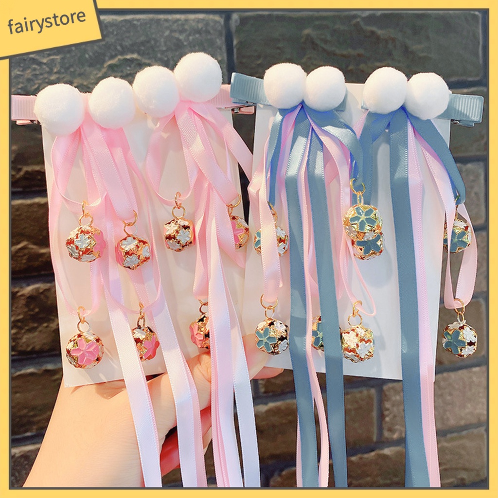 1 Cặp Kẹp Tóc Tua Rua Phong Cách Trung Hoa Cổ Điển Mừng Năm Mới Cho Bé Gái