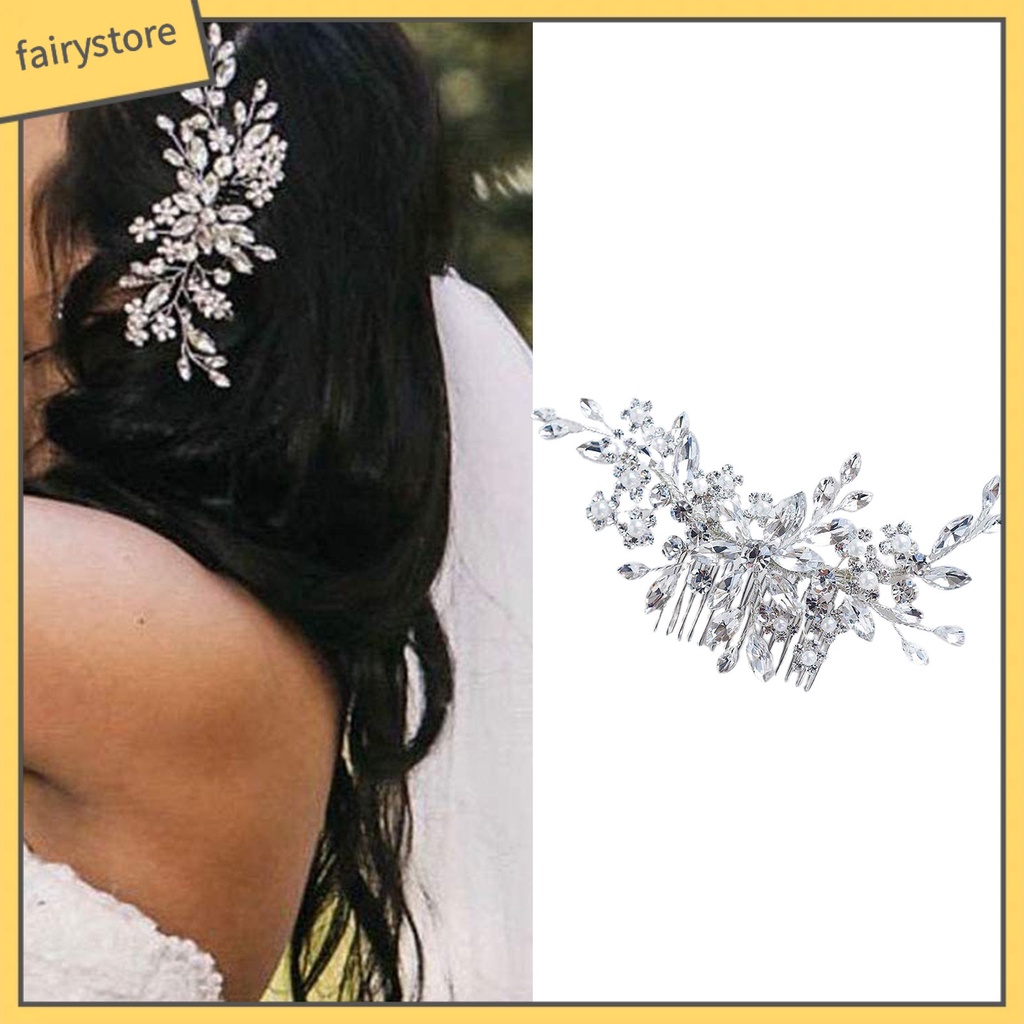 [FRO] Lược Cài Tóc Cô Dâu Hình Hoa Đính Đá Trang Trí Kiểu Công Sở Lãng Mạn
