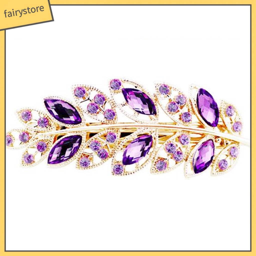 Kẹp Tóc Hợp Kim Hình Chiếc Lá Đính Đá Pha Lê Thời Trang Cho Nữ