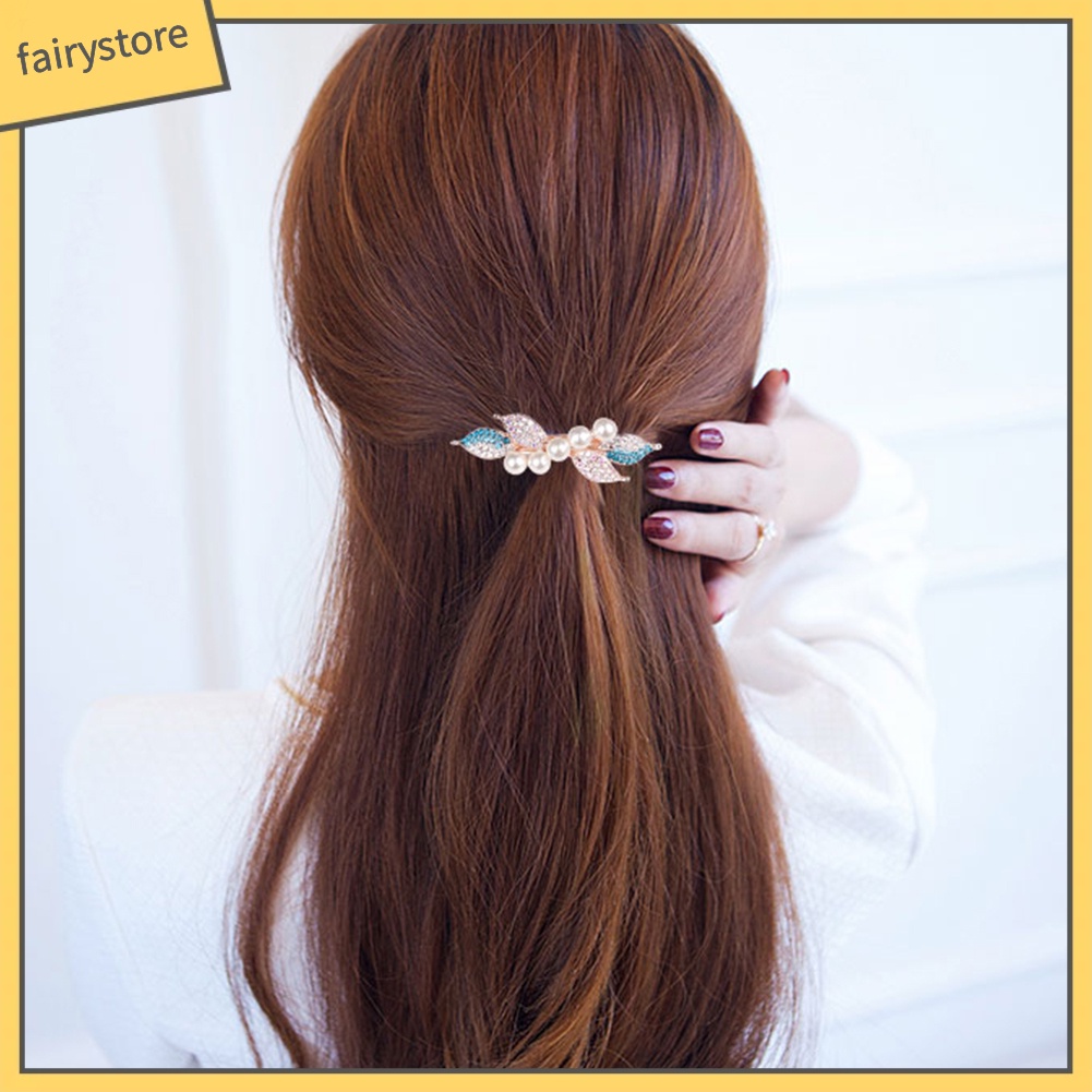 Kẹp Tóc Hình Nơ Đính Ngọc Trai Giả Thanh Lịch Cho Nữ