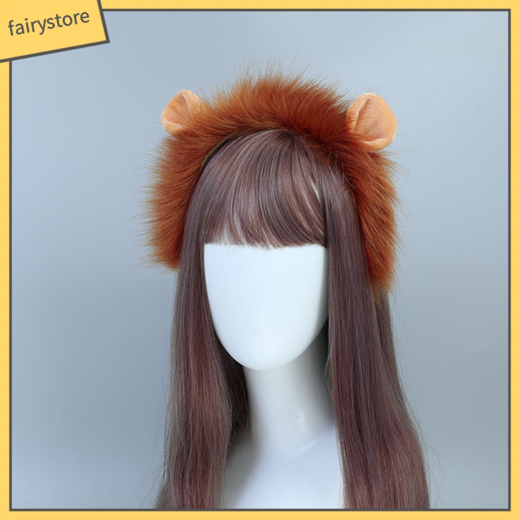 1 Bộ Băng Đô Và Đuôi Sư Tử Bằng Vải Bông Mềm Mại Co Giãn Chống Trượt Hóa Trang Cho Bé