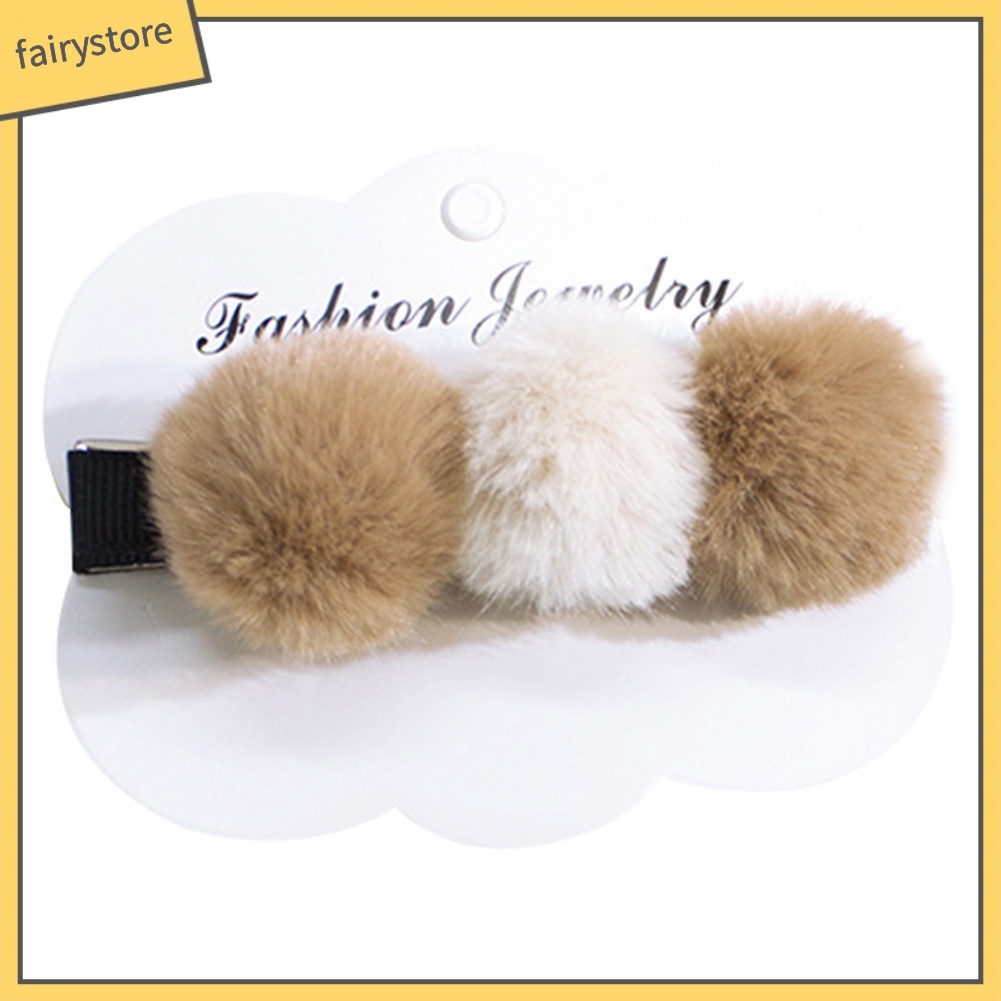 1 Kẹp Tóc Đính Bóng Xù Thời Trang Cho Nữ