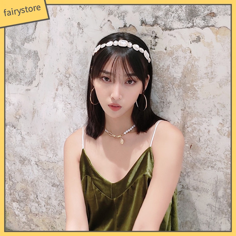 Băng Đô Cài Tóc Đính Đá Lấp Lánh Chống Trượt Cho Nữ