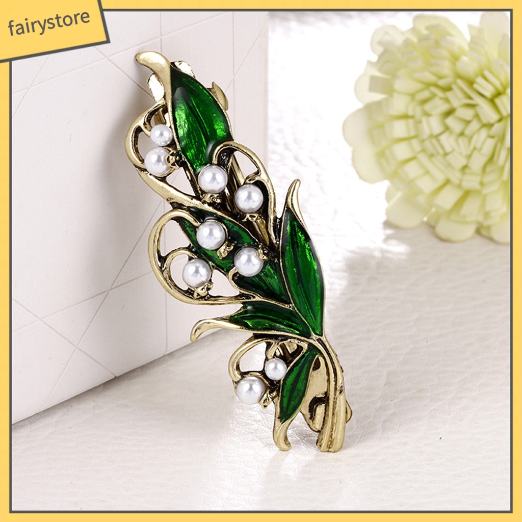 Kẹp Tóc Hình Lá Đính Ngọc Trai Nhân Tạo Chống Trượt