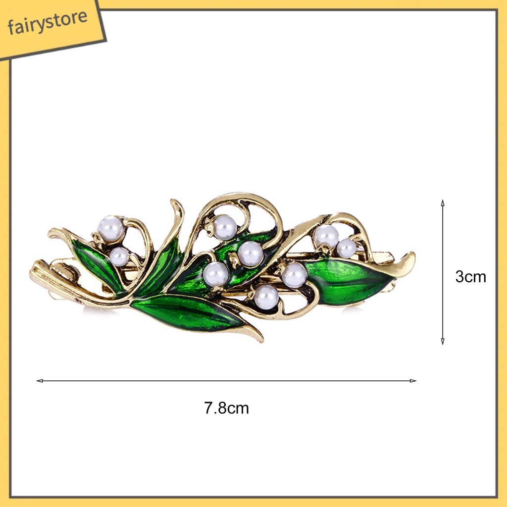 Kẹp Tóc Hình Lá Đính Ngọc Trai Nhân Tạo Chống Trượt