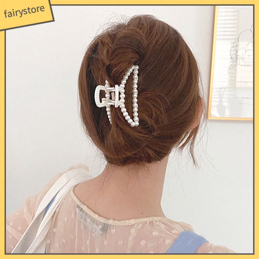 Kẹp Tóc Càng Cua Lớn Đính Ngọc Trai Giả Thanh Lịch Cho Nữ