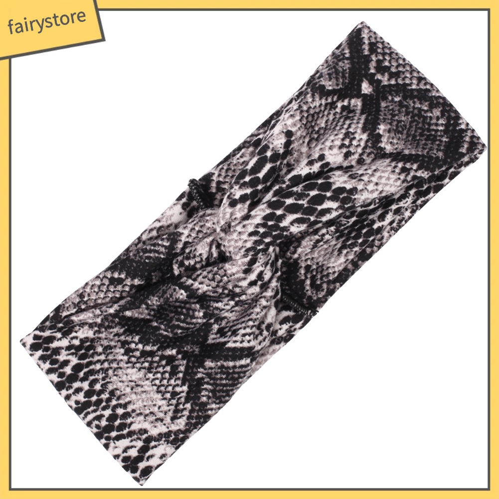 Băng Đô Cài Tóc Bản Rộng Co Giãn In Họa Tiết Da Rắn Dùng Tập Yoga / Thể Thao Cho Nữ