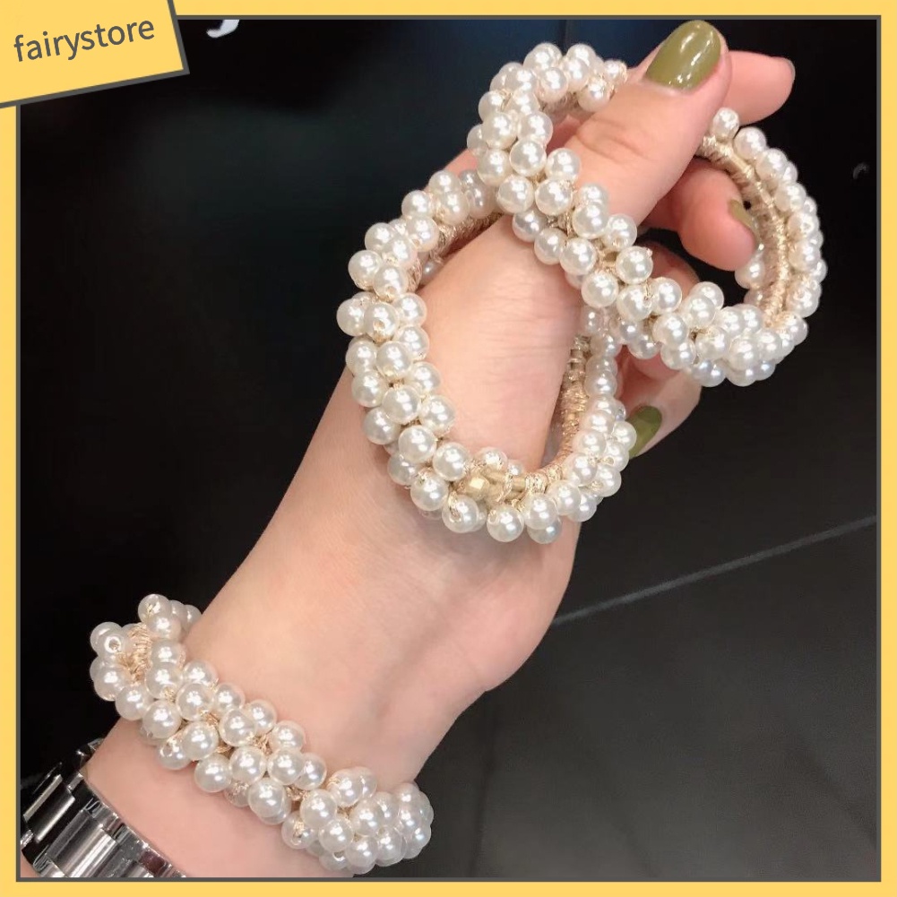 Dây Cột Tóc Co Giãn Đính Ngọc Trai Giả Thời Trang Cho Nữ