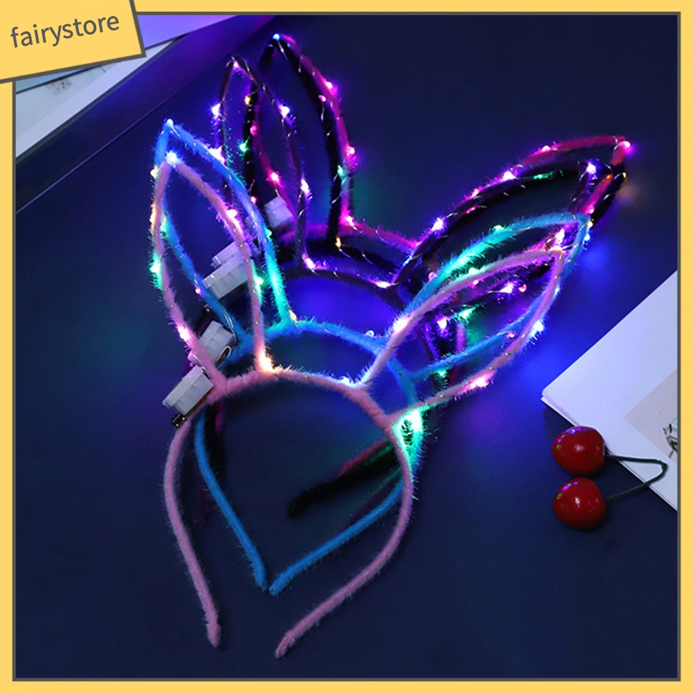 Băng Đô Tai Thỏ Hoạt Hình Có Đèn Led Cho Bé