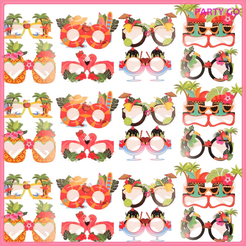 Set 24 Mắt Kính Bằng Giấy 15.5X13X12CM Phong Cách Hawaii Độc Đáo