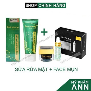 Sữa rửa mặt lục tảo soo young + combo mụn soo young chính hãng