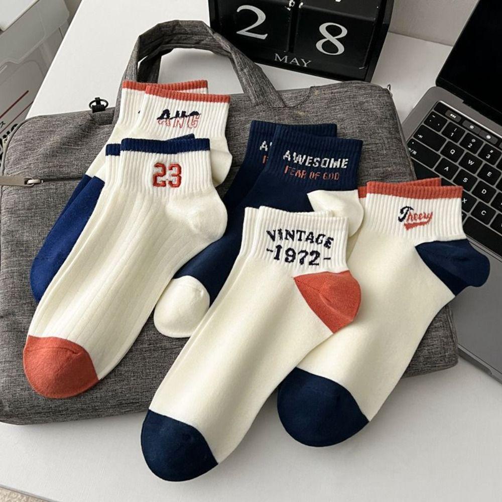 Vớ Trượt Ván Thấm Hút Mồ Hôi Thêu Họa Tiết Đơn Giản Mềm Mại Phong Cách Hàn Quốc