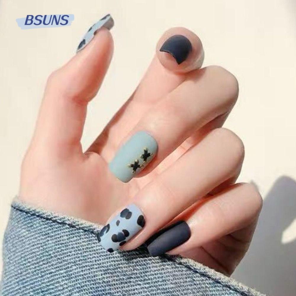 Set 24 Móng Tay Giả Có Thể Tháo Rời Màu Nhám Phong Cách Pháp