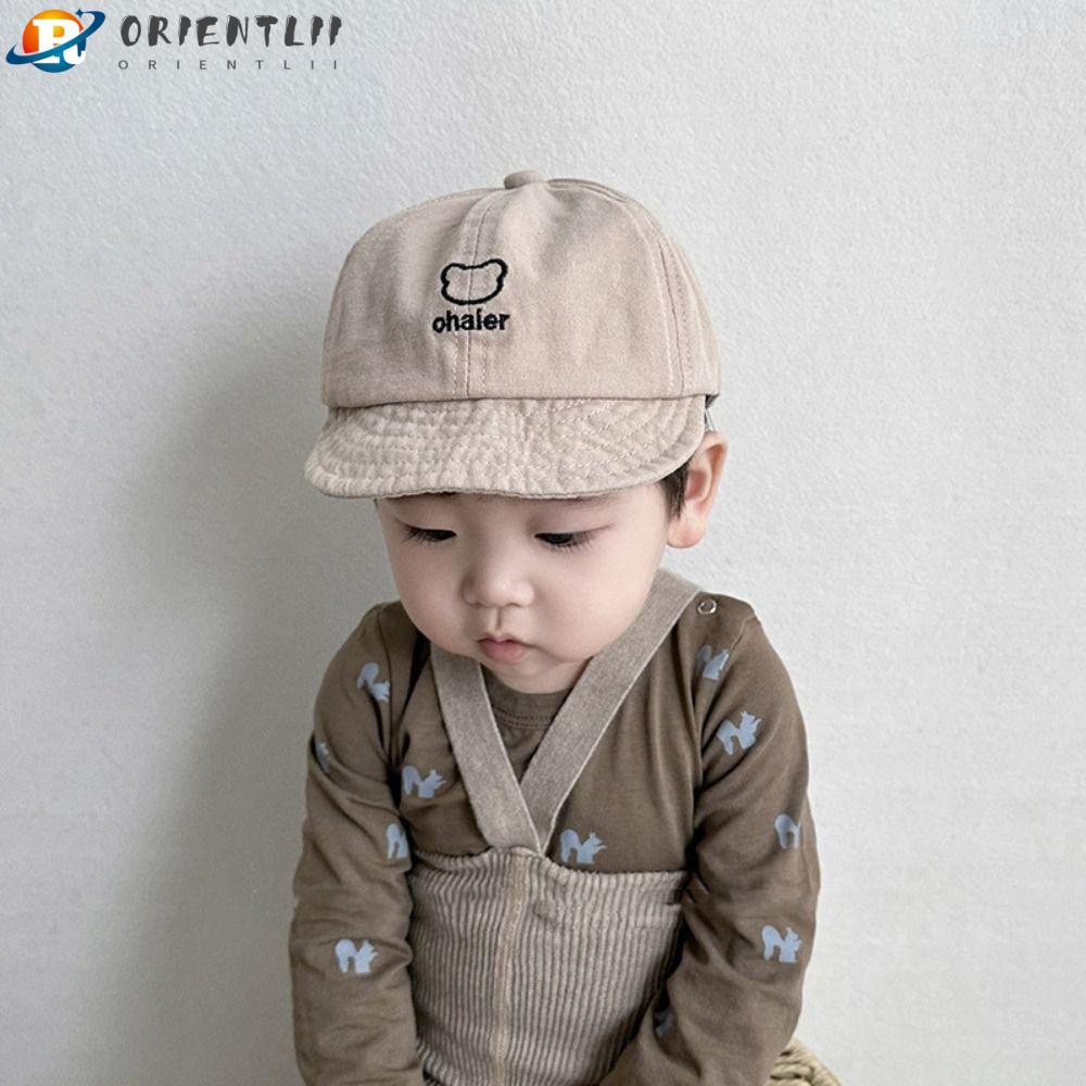 Mũ Lưỡi Trai Cotton Màu Trơn Họa Tiết Gấu Hoạt Hình Phong Cách Hàn Quốc Dành Cho Bé