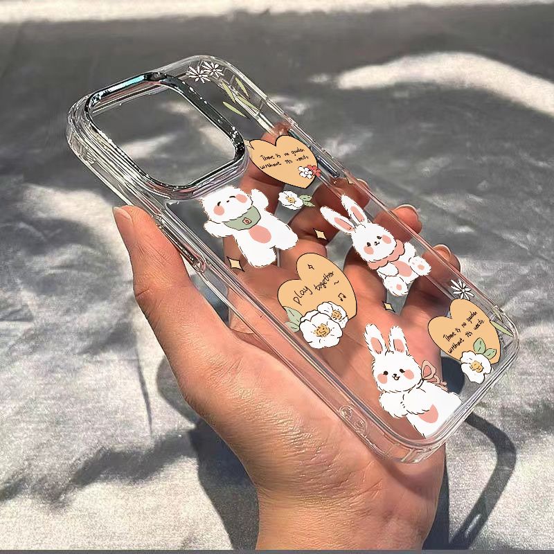 ✅Ốp Điện Thoại Dẻo Họa Tiết Chú Thỏ Phối Lông Dễ Thương Chống Sốc Cho iPhone12 14proplus7max813 11
